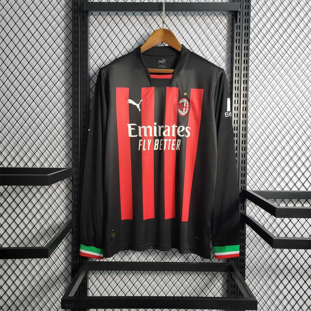 MAILLOT AC MILAN DOMICILE 2022/2023 VERSION MANCHES LONGUES